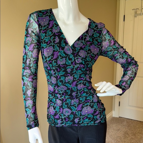 George Blouse Purple Black Real Elegant Top Women’s Size M - Picture 1 of 12